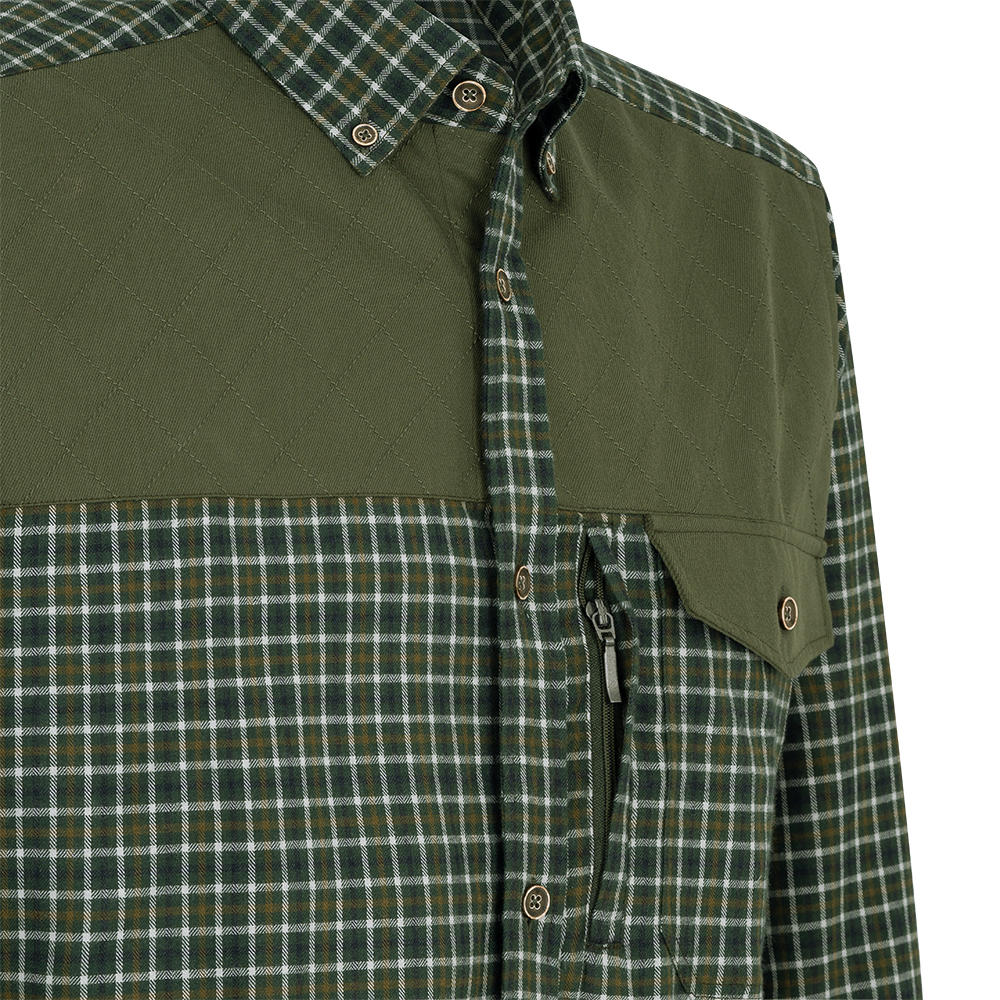 Men's Outdoor Shirt, Chequered, Green/Beige