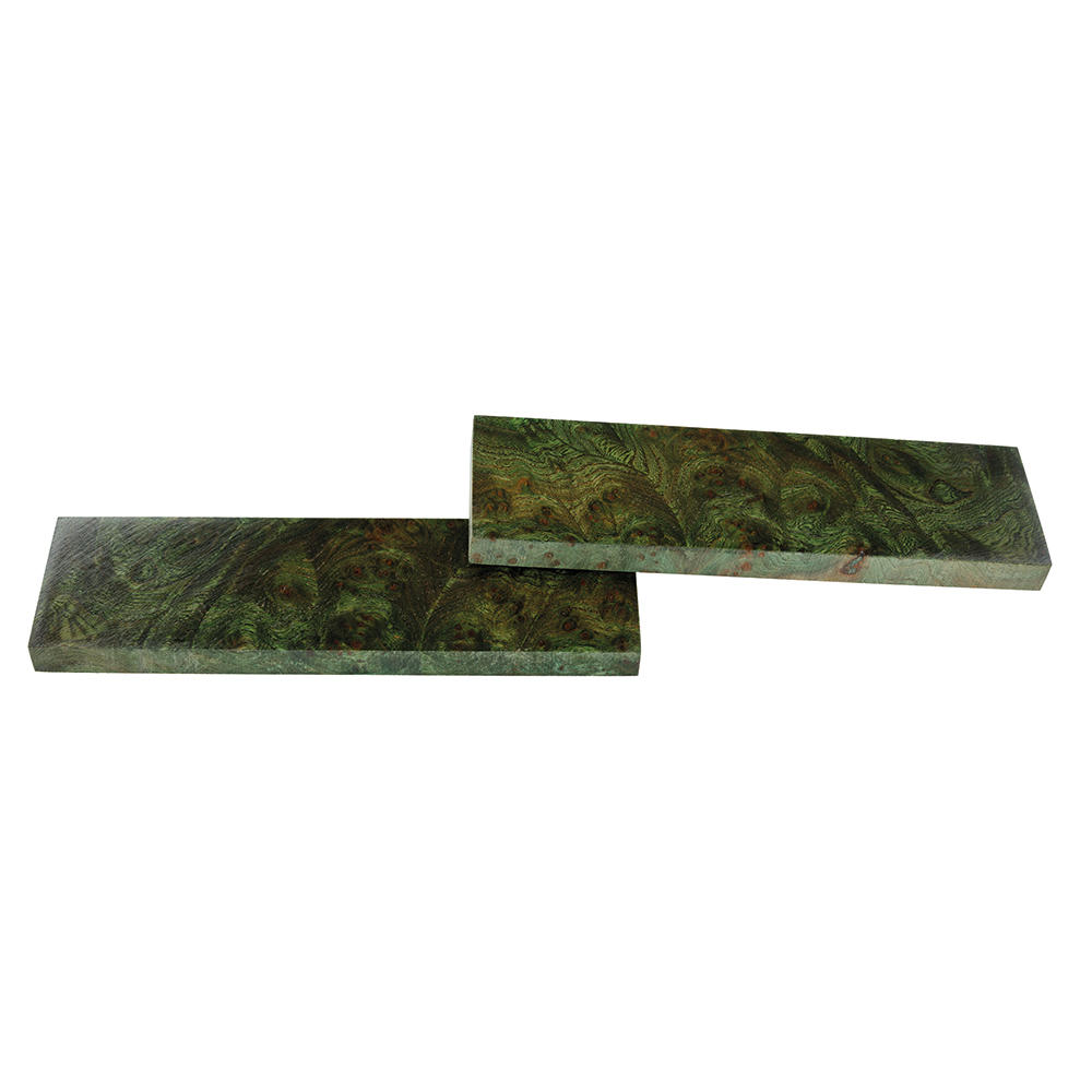 Olmo venato, verde, stabilizzato, impugnature di coltelli, 140 x 43 x 10 mm
