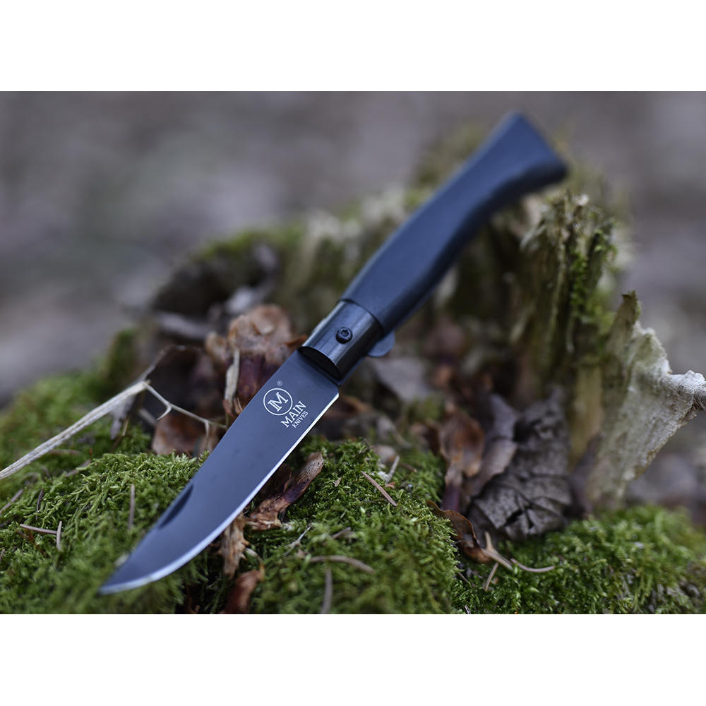Couteau pliant MAIN » Italian Line «, revêtement en titane, bois de Pakka noir