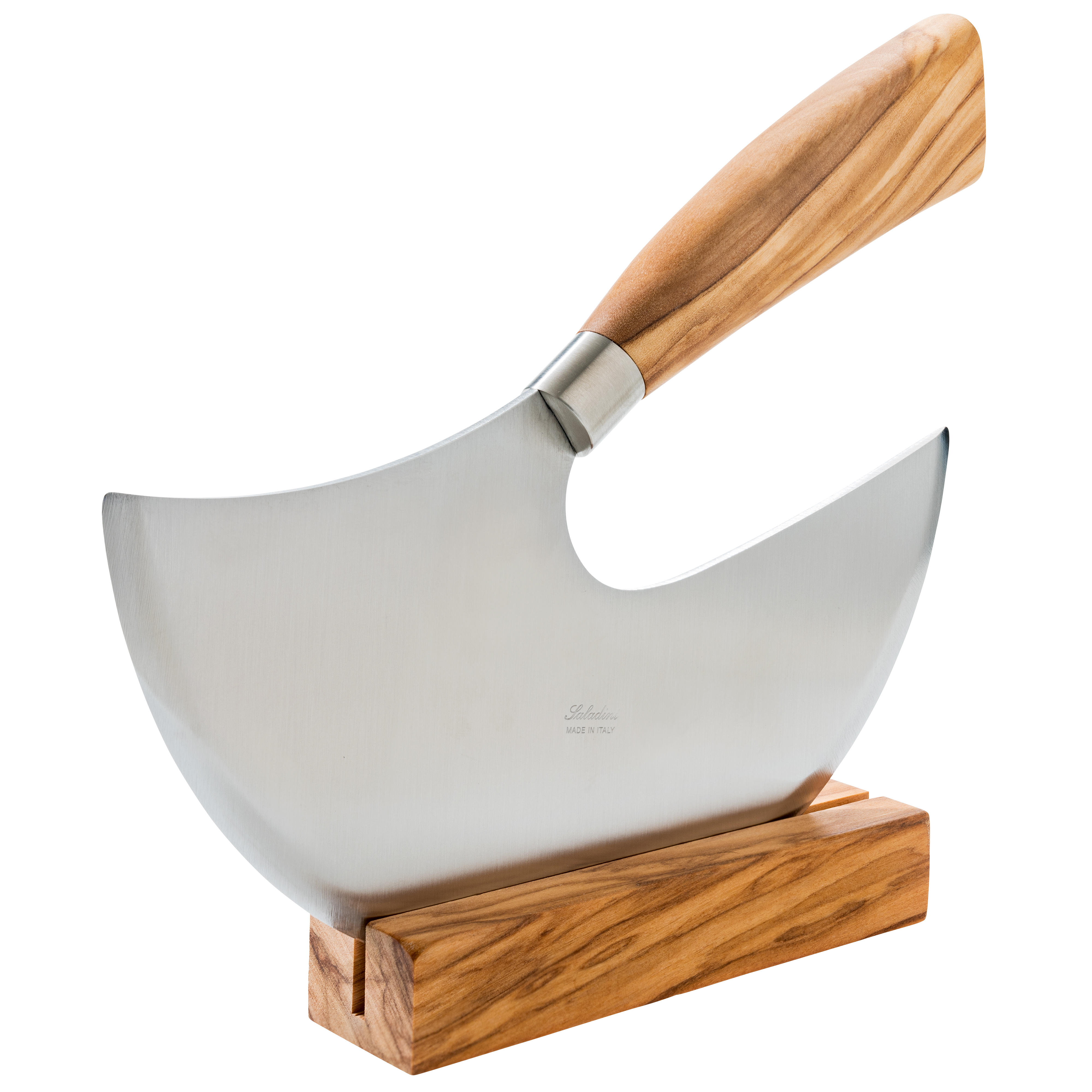 Coltello a mezzaluna Saladini »Sellaio«, legno di ulivo