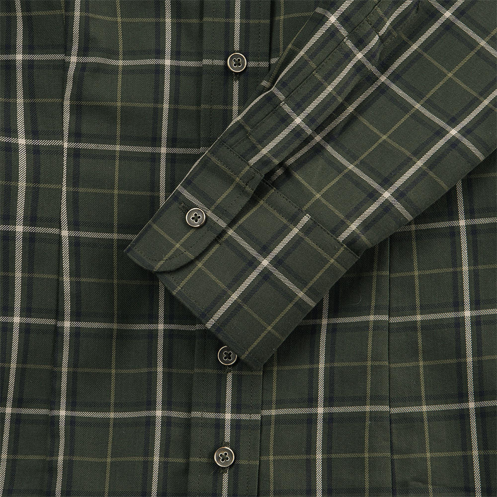 Button-down Blouse, Chequered, Green/Beige