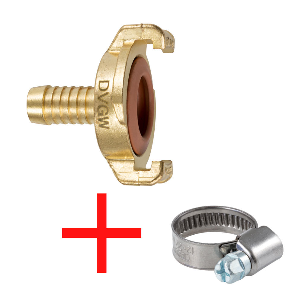 Raccordo rapido Geka®, ottone, ½ pollice, acqua potab., incl. fasc. stringitubo