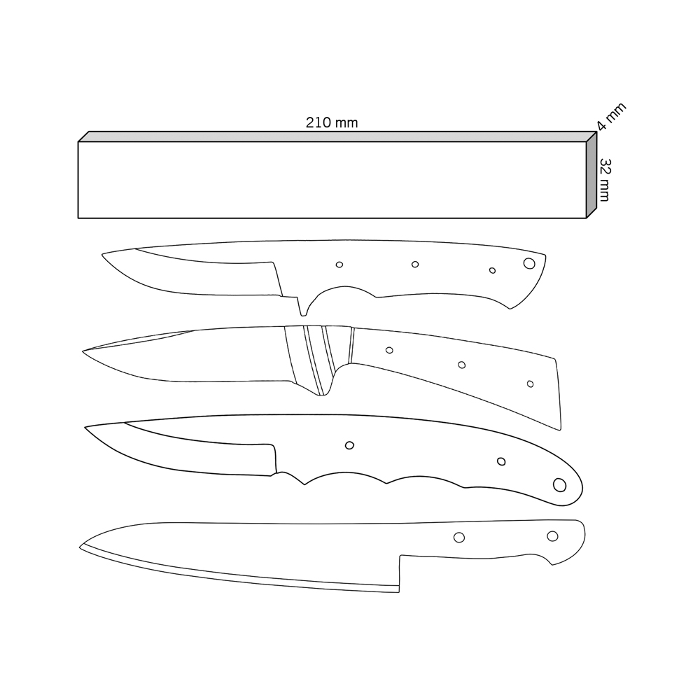 Damasteel® DS93X™ Damas Grosserosen, 32 x 4 x 210 mm
