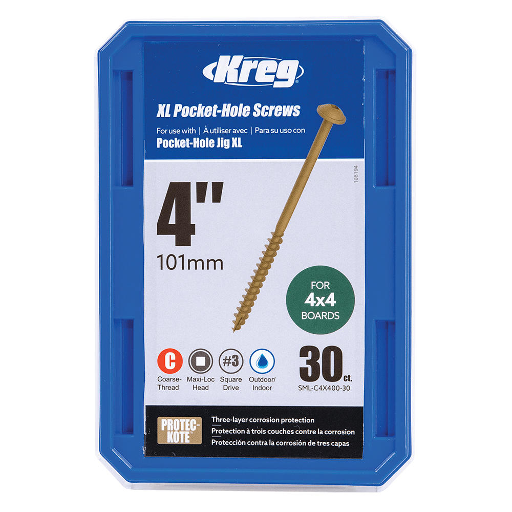 Kreg® XL Pocket-Hole Screws, 102 mm, 30 Pieces