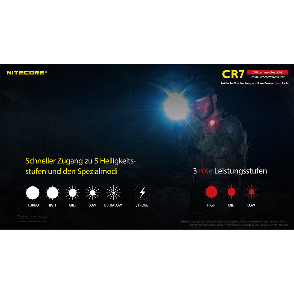 Nitecore® CR7, 2500 lm Weißlicht und 370 lm Rotlicht