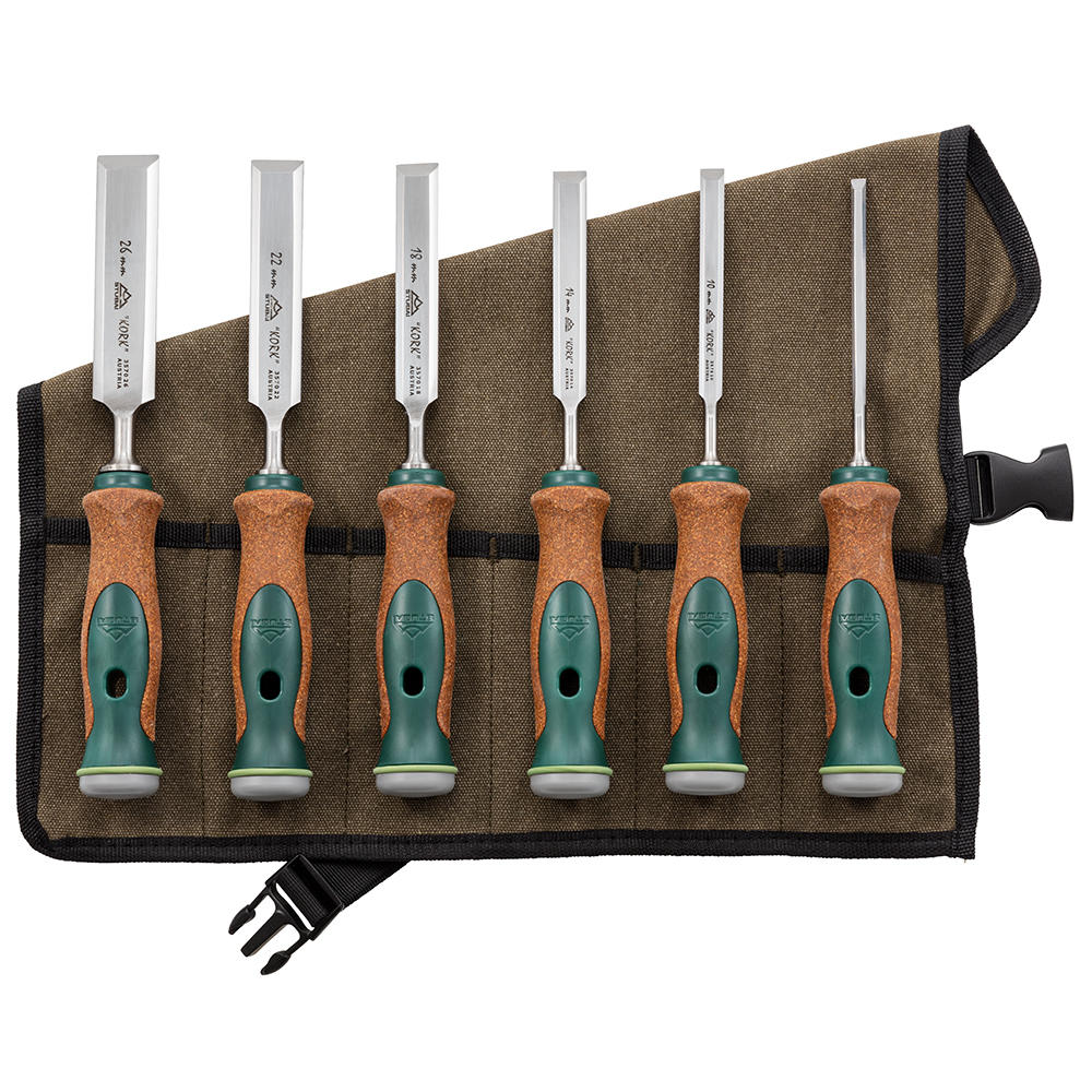 Stubai® Chisels 3K-Kork-Profi, 6-Piece Set, in Cotton Tool Roll