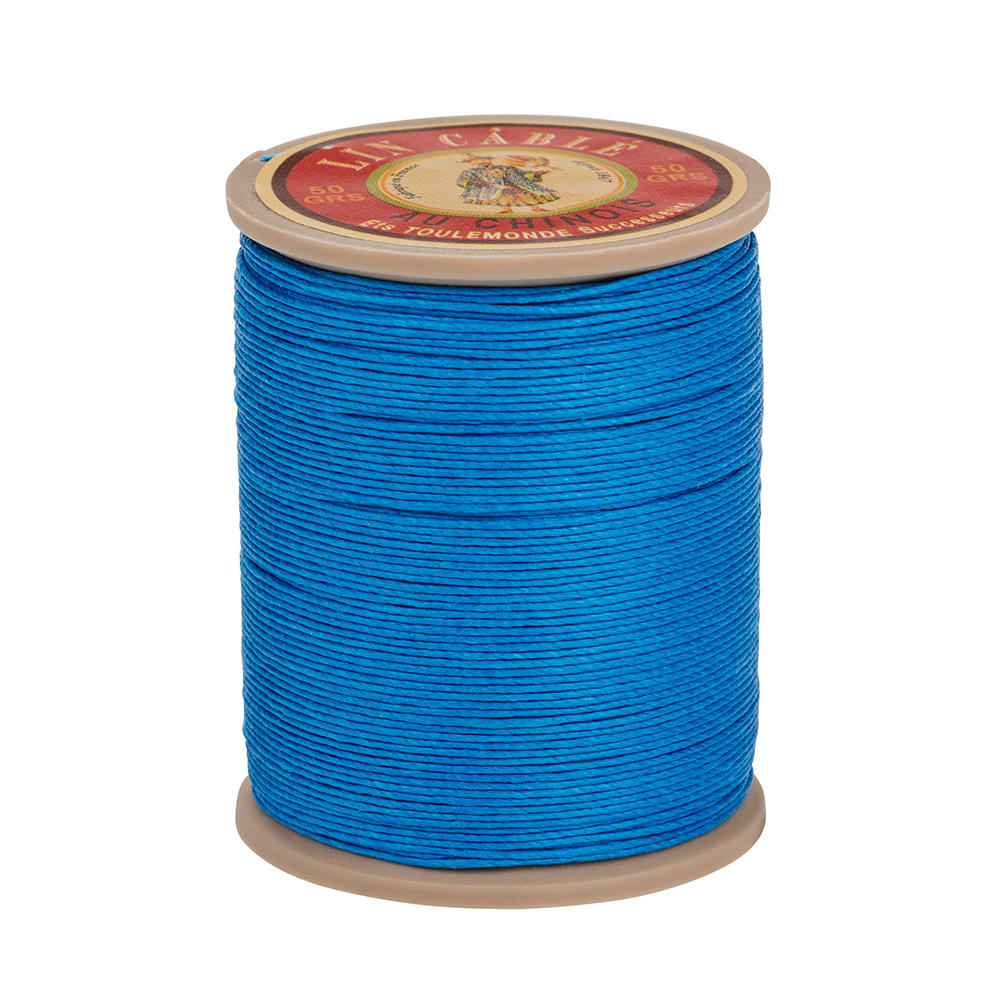 »Fil au Chinois« Waxed Linen Thread, Blue, 133 m