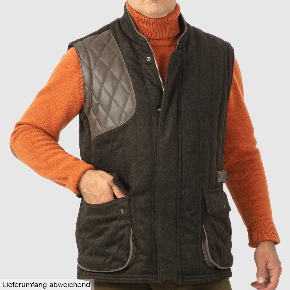 Heinz Bauer Men’s Profi Skeet Shooting Vest, Loden and Leather