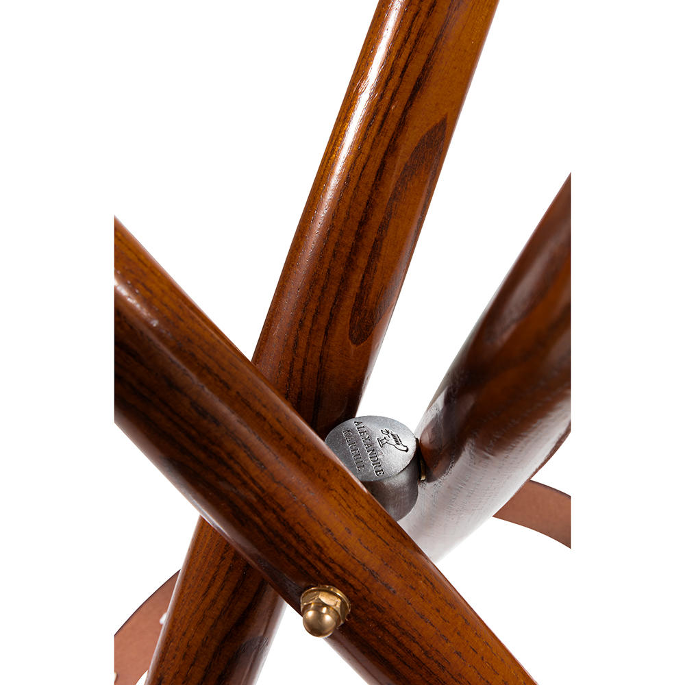 Alexandre Mareuil Hunting Chair, Leather/Wood, Khaki, 70 cm
