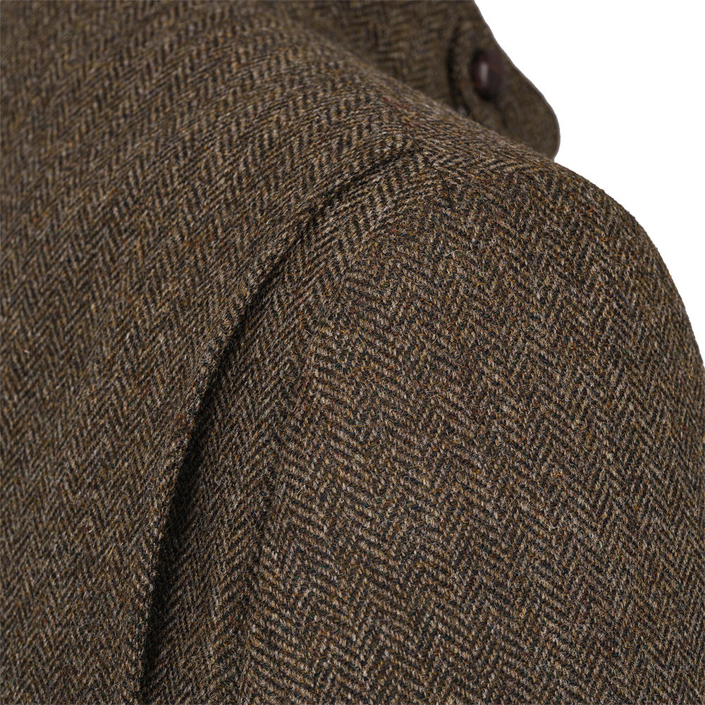 Veste de chasse pour homme, motif à chevrons avec carreaux, marron