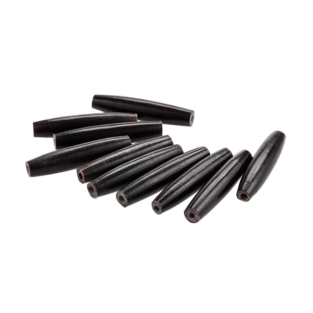 Perles en corne » Hairpipe «, noir, 38 mm, 10 pièces