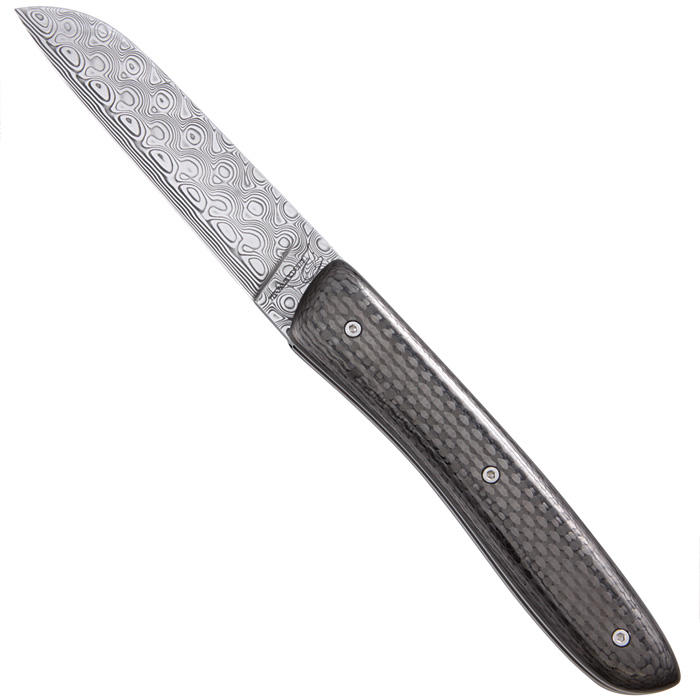 Coltello a serramanico L09 Perceval in Damasco, fibra di carbonio