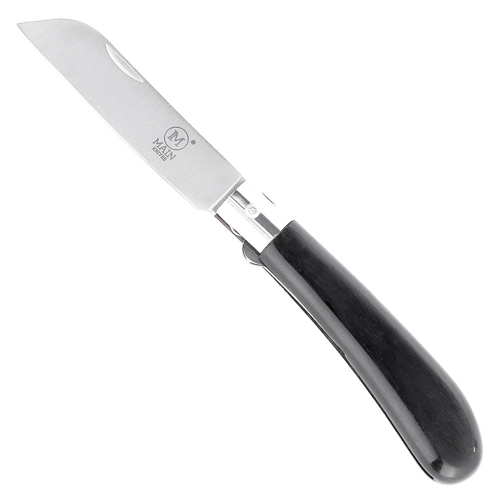 MAIN »German Line« Folding Knife, Sheep Foot, Black Pakka Wood