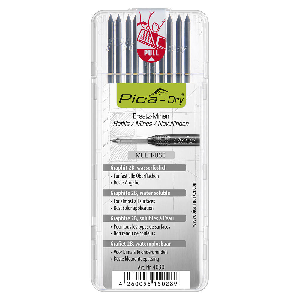 Jeu de mines en graphite Pica DRY, 10 pièces, solubles dans l'eau 