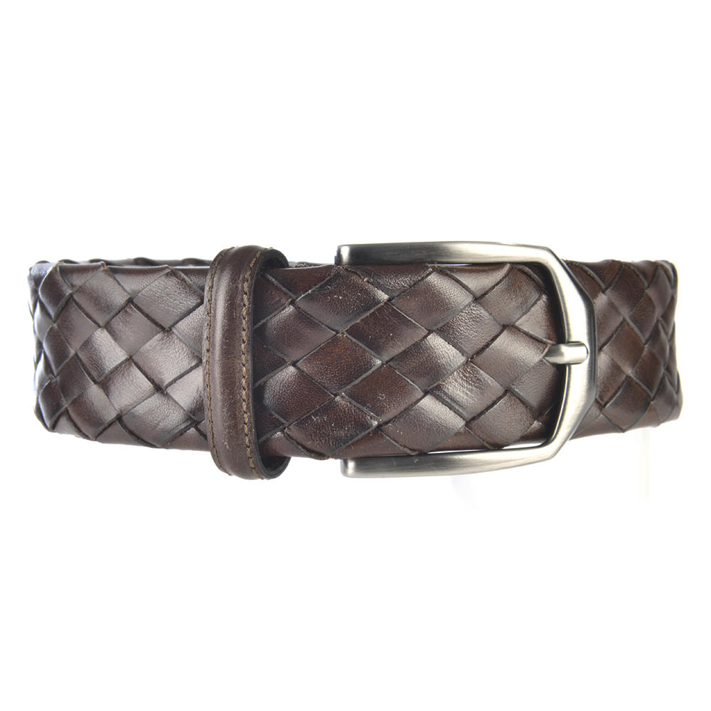 Athison Braided Leather Belt, Dark Brown