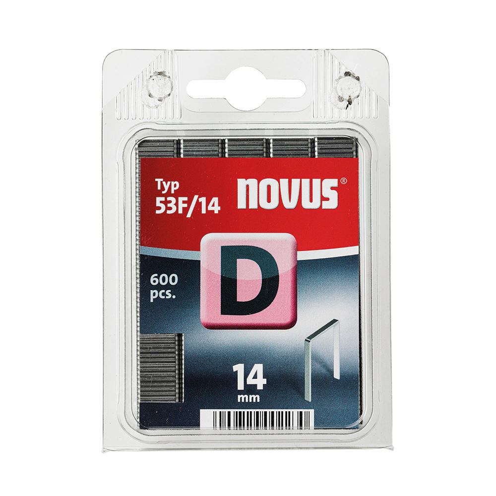 Flat Wire Staples, Type 53 F/14D, Galvanized Material, Length 14 mm, 600 Pieces