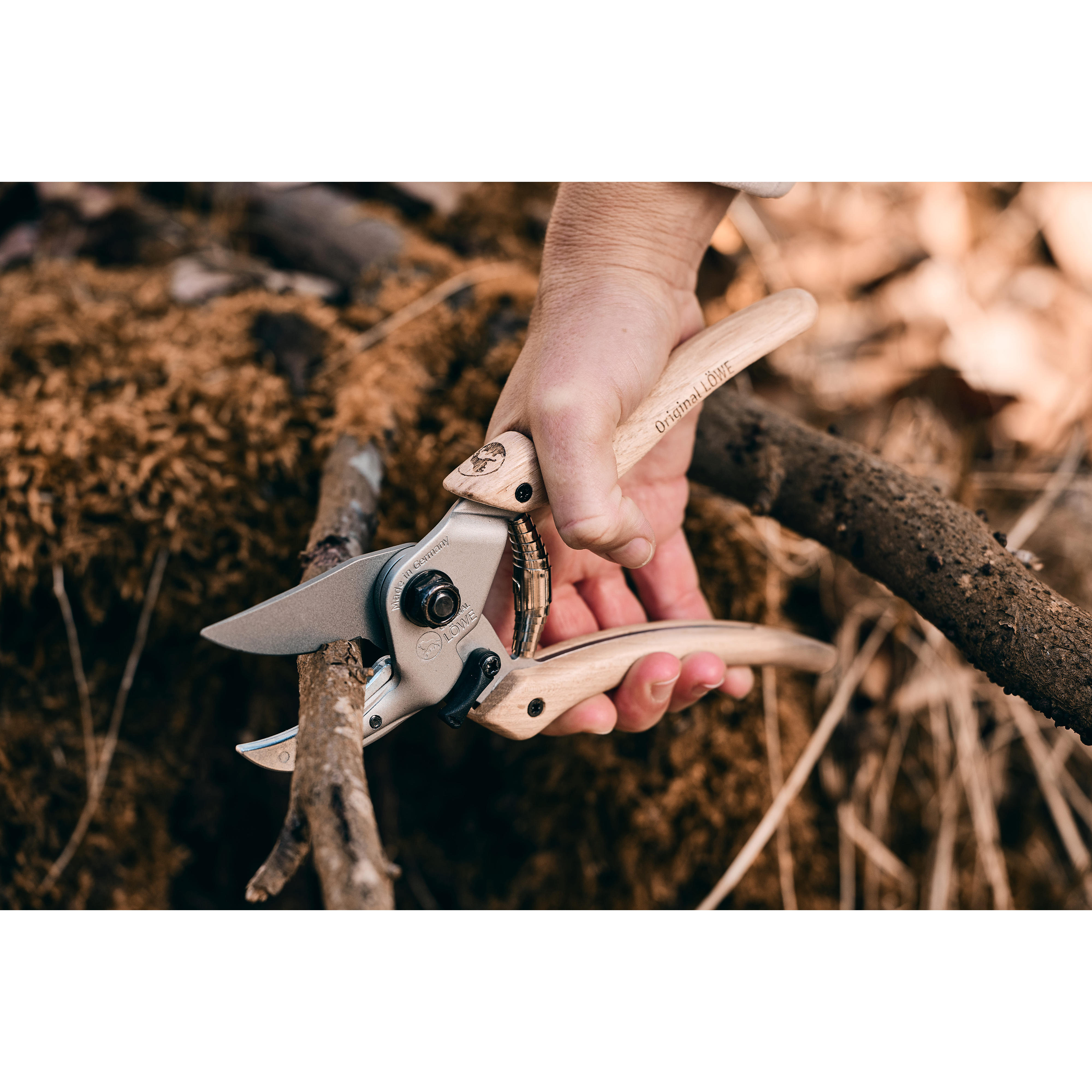Sécateur à enclume Löwe® 8 » Natural «, lame courbée