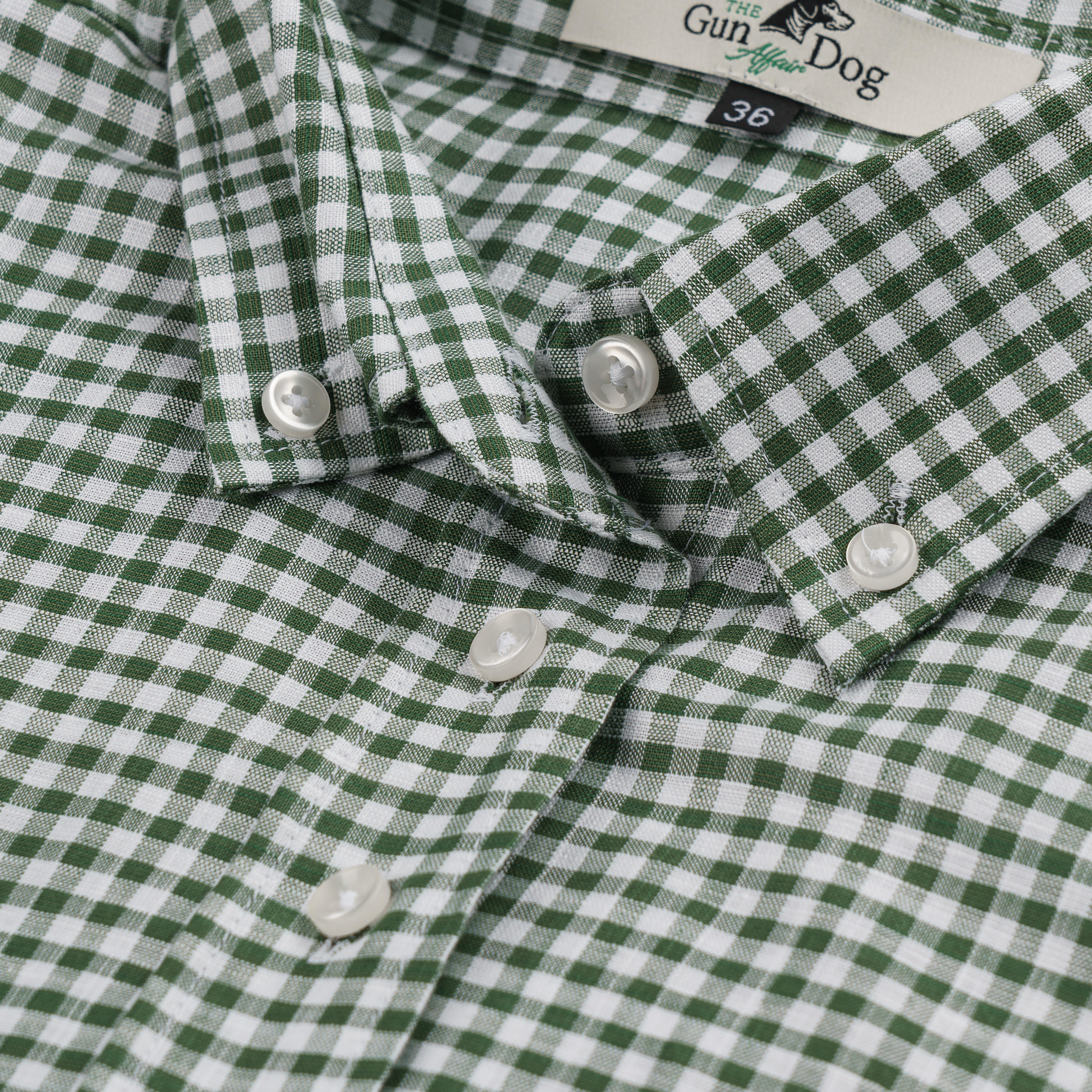 Camicetta da donna, cotone/lino, a quadri, verde/bianco
