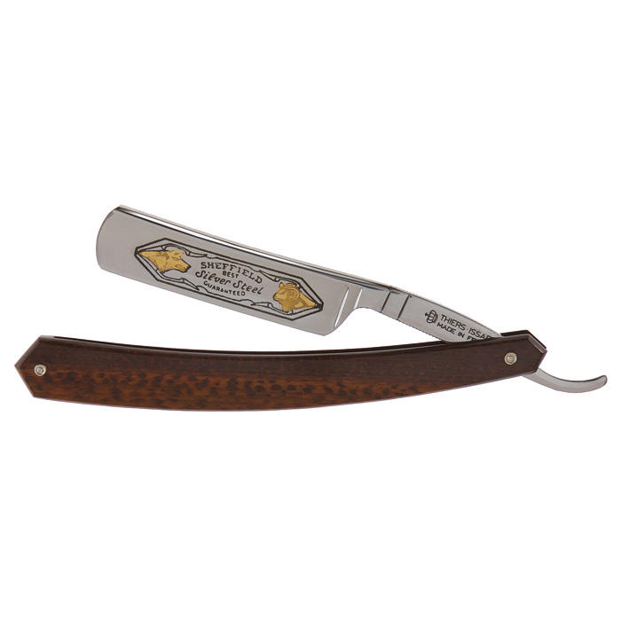 Rasoir droit avec gravure dorée Thiers-Issard, 5/8ʺ, bois d'amourette