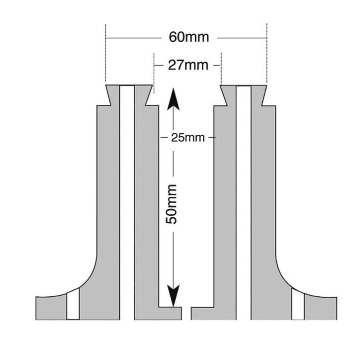 Axminster® Verlängerte zylindrische Spannbacken Ø 25 mm