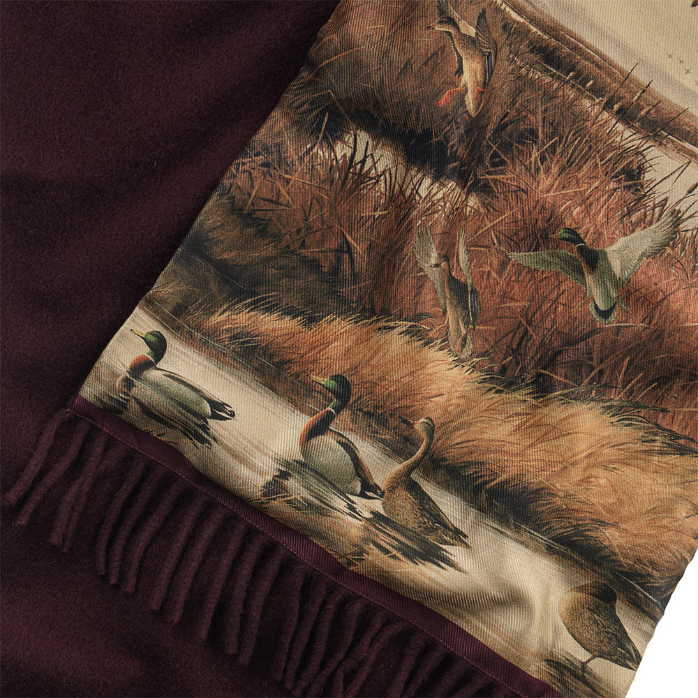 Doubleface Scarf, »Duck«, Cashmere/Silk, Burgundy