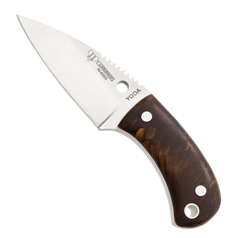 Cudeman »Yoda« Neck Knife, Brown Juma, Leather Sheath