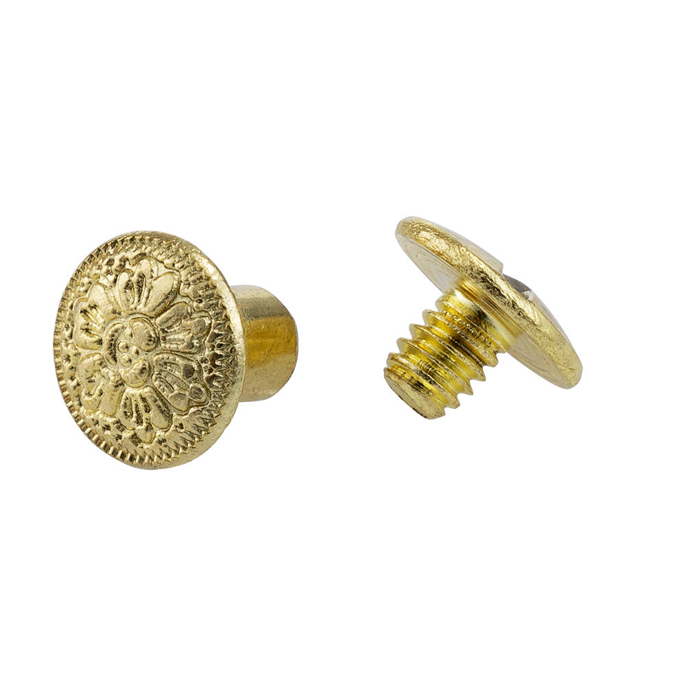 Rivets à visser Ivan®, 10 paires, longueur libre 6 mm, décor/laiton