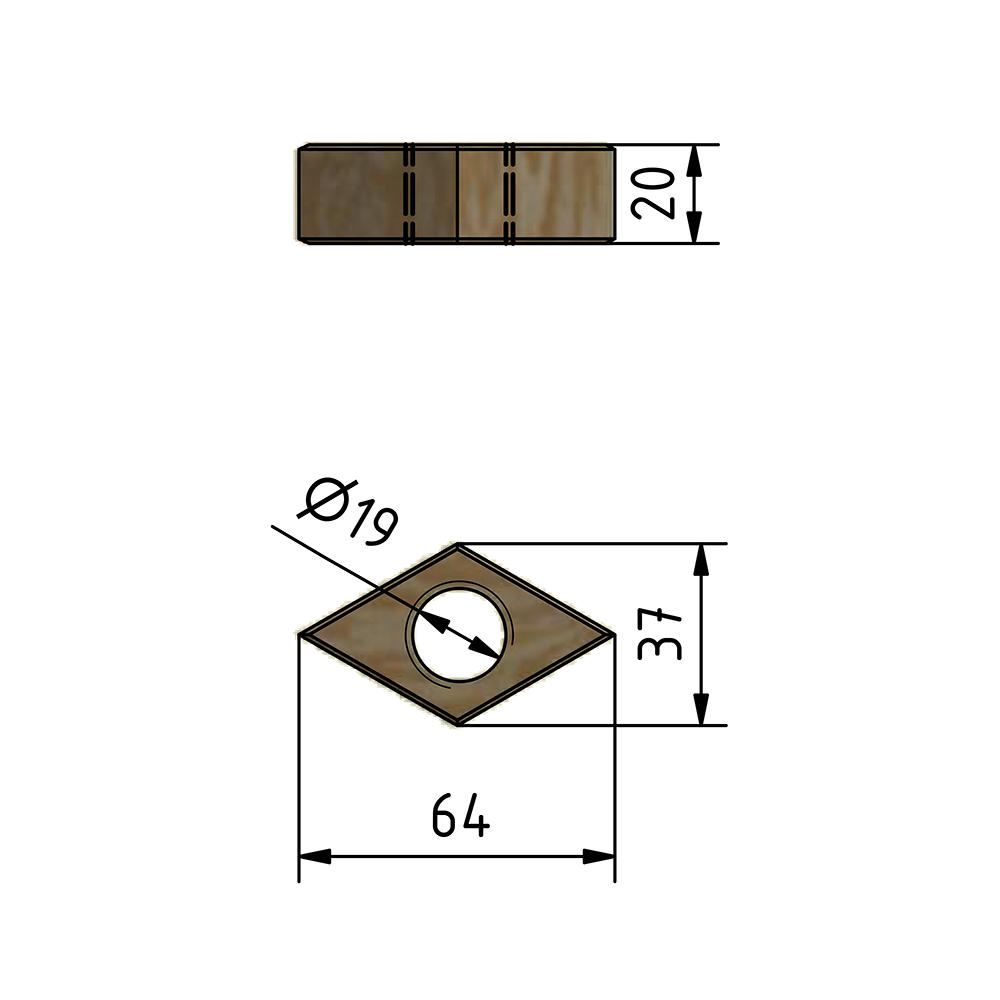 Diamond Nut, Maple, Thread Ø 19 mm