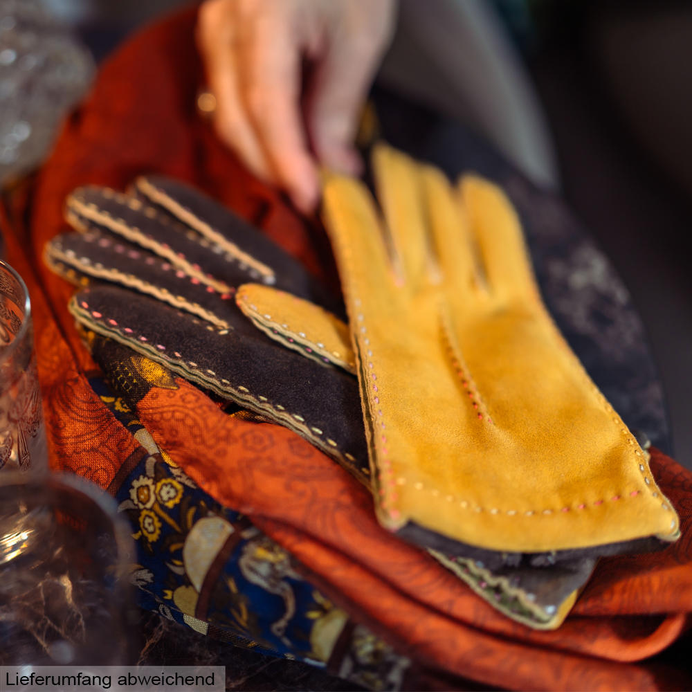 Guanti da donna FORLI, pelle scamosciata di capra, fodera di cashmere