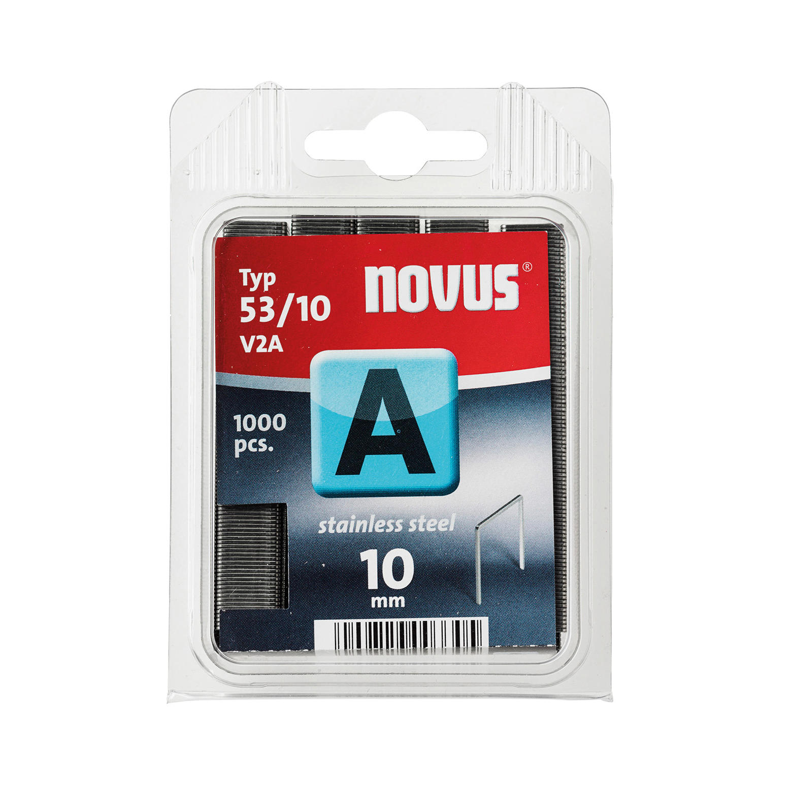 Fine Wire Staples, Type 53, Stainless Steel, Length 10 mm, 1000 Pieces