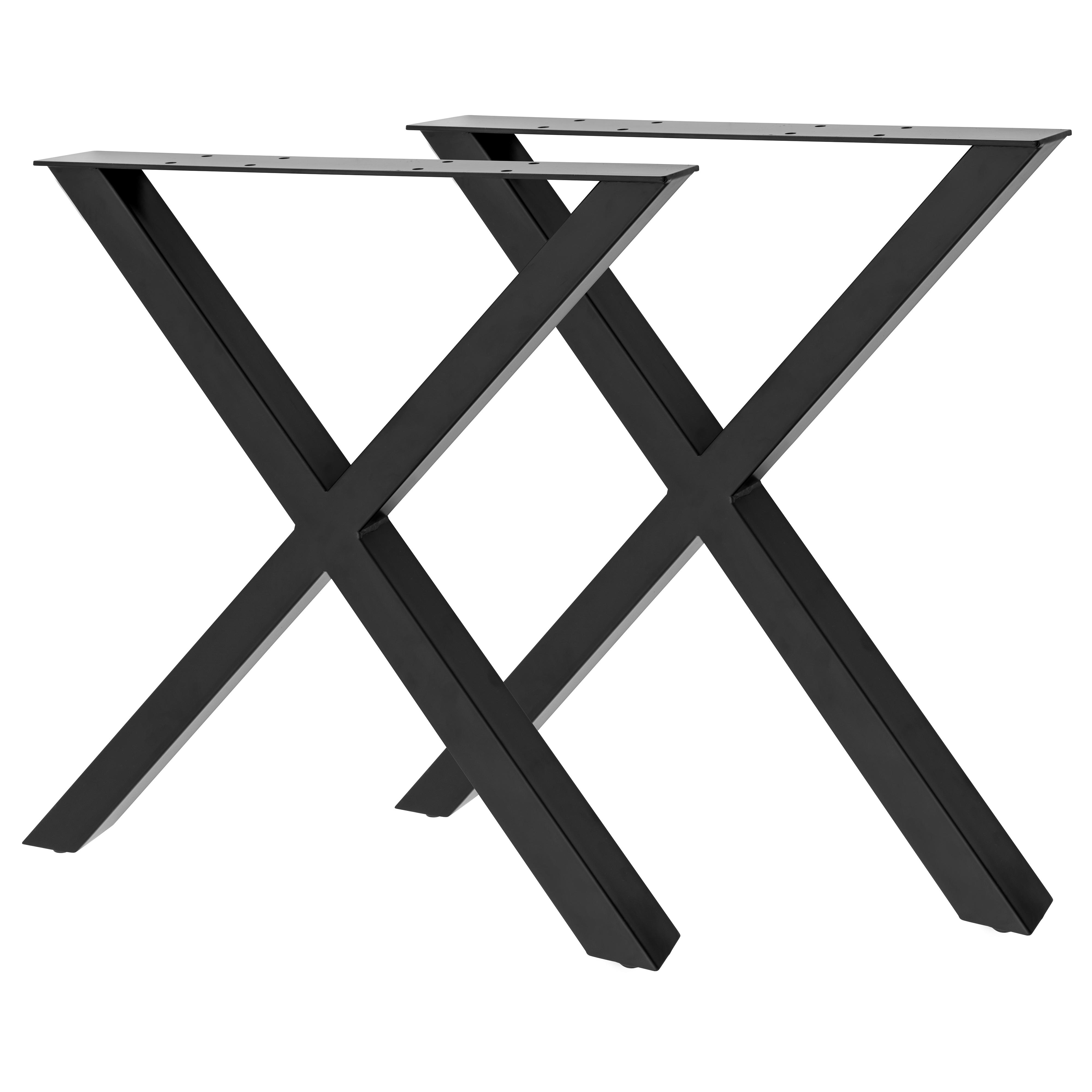Pieds de table modèle X, 710 mm, acier, noir mat, 2 pièces