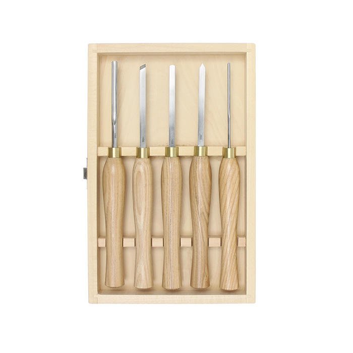 Jeu d'outils miniatures de tournage sur bois en acier rapide Hattori®, 5 pièces