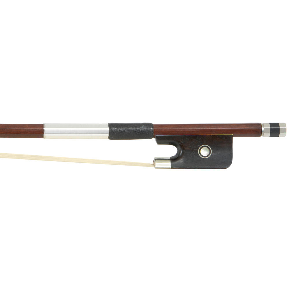 Archet bois du Brésil, maillechort, tige anguleuse, past. par., violoncelle 1/2