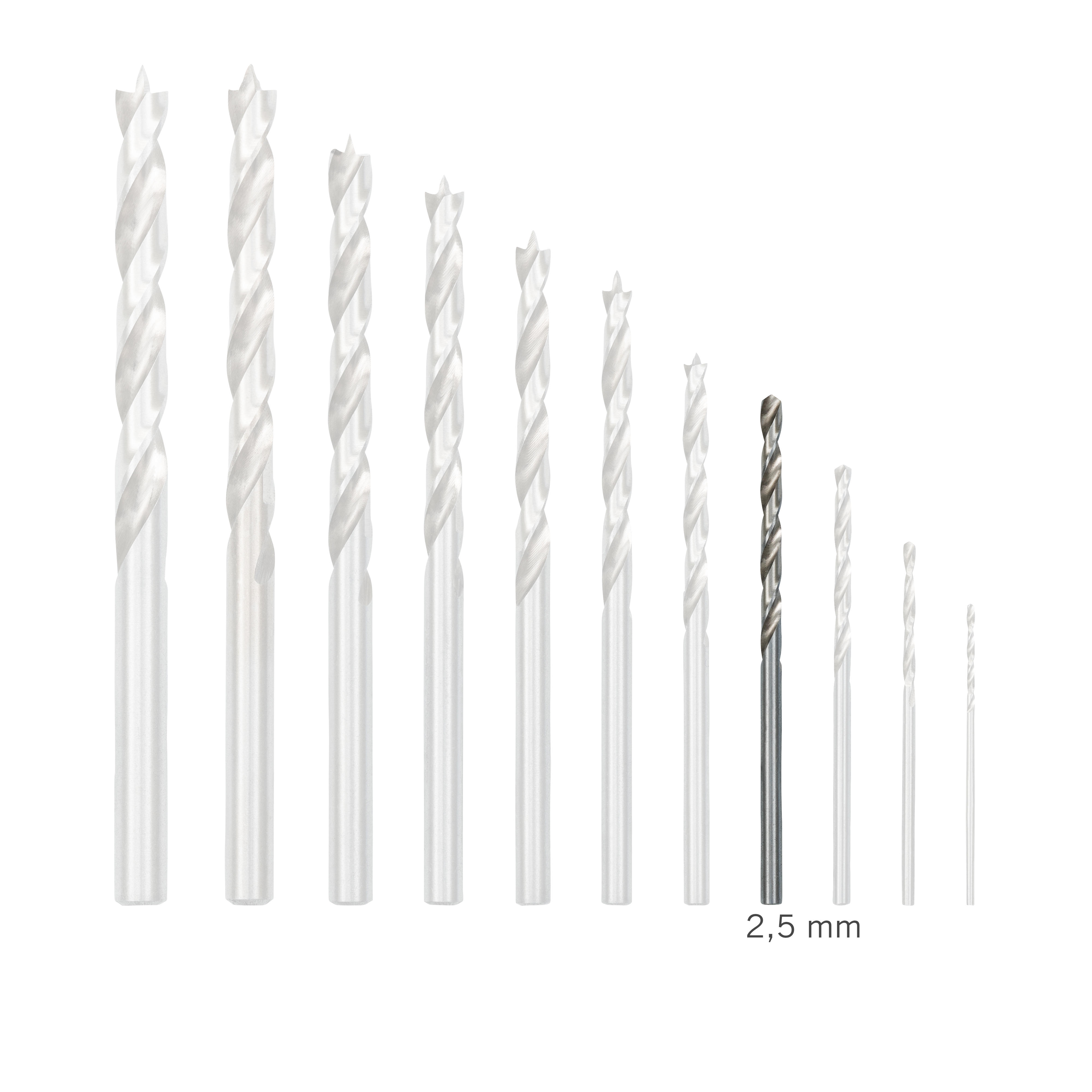 DICTUM® Forets à bois hélicoïdaux en acier rapide G, Ø 2,5 mm, 2 pièces