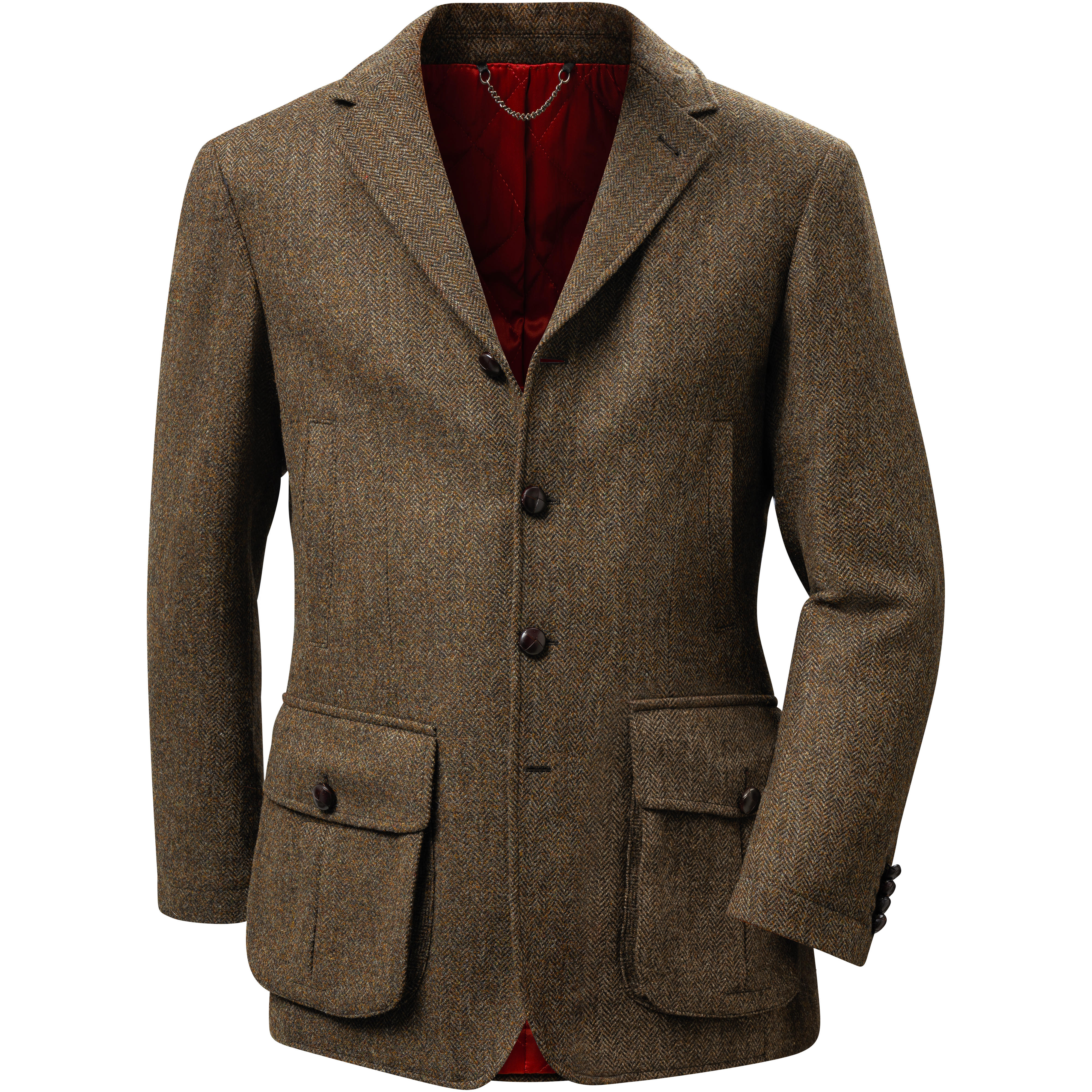 Veste de chasse pour homme, motif à chevrons avec carreaux, marron