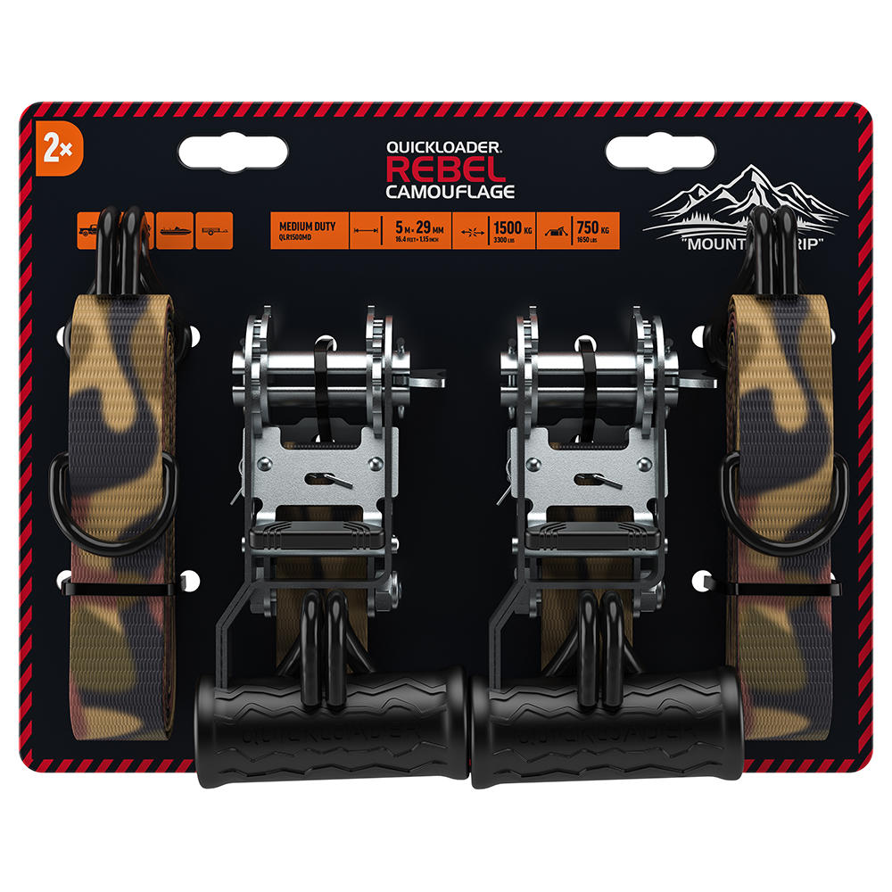 QUICKLOADER® Rebel Camouflage Tie-down Strap, 1500 kg, 5 m QUICKLOADER® Rebel Camouflage Tie-down Strap, 1500 kg, 5 m