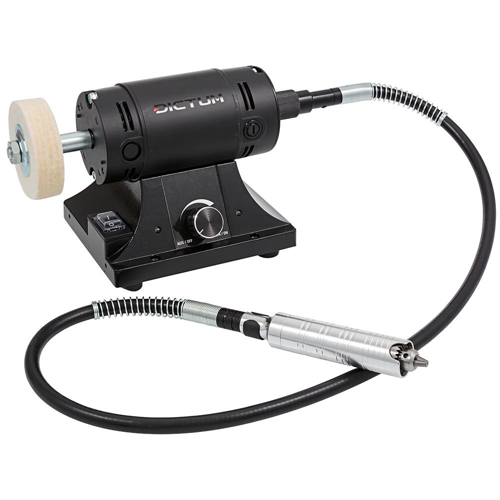 DICTUM® Mini-Poliermotor PM 75 inkl. Biegewelle und Universalhandstück