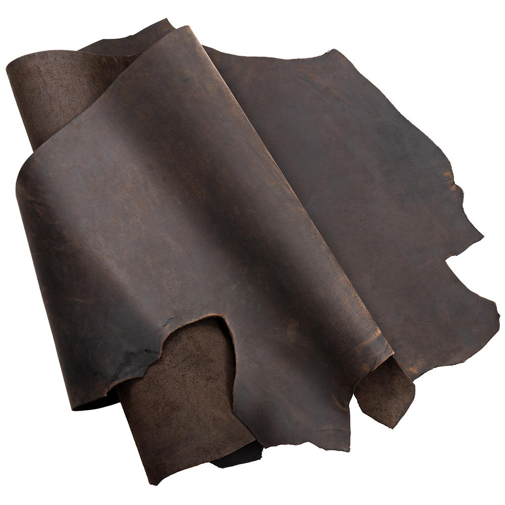Pull-Up Büffelleder, halbe Haut, dunkelbraun, Stärke 3,0-3,5 mm, 1,41-1,5 m²