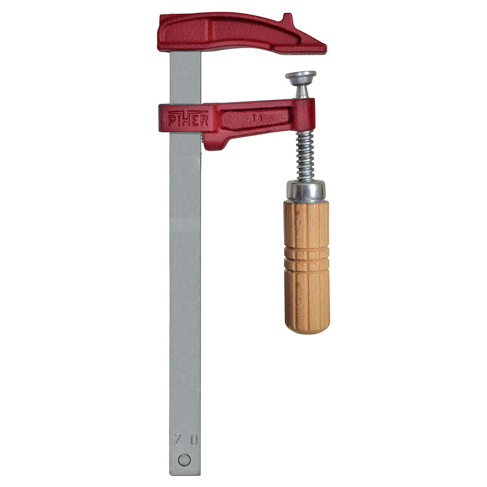 Piher® MM Screw Clamp, Wooden Handle, Throat Depth 70 mm, Capacity 150 mm