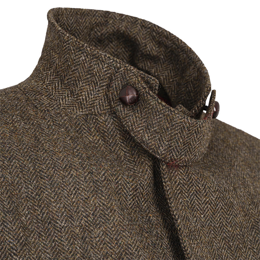 Veste de chasse pour homme, motif à chevrons avec carreaux, marron