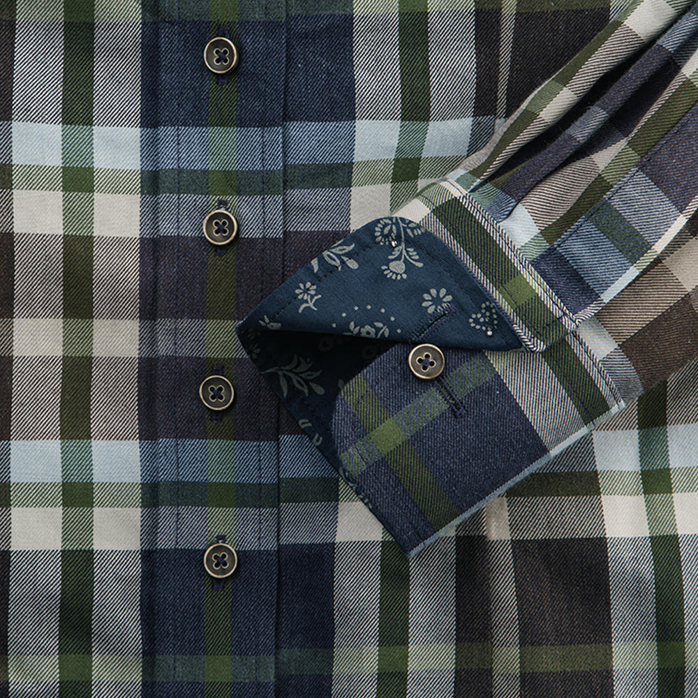 Button-Down-Bluse, Baumwoll-Flanellkaro