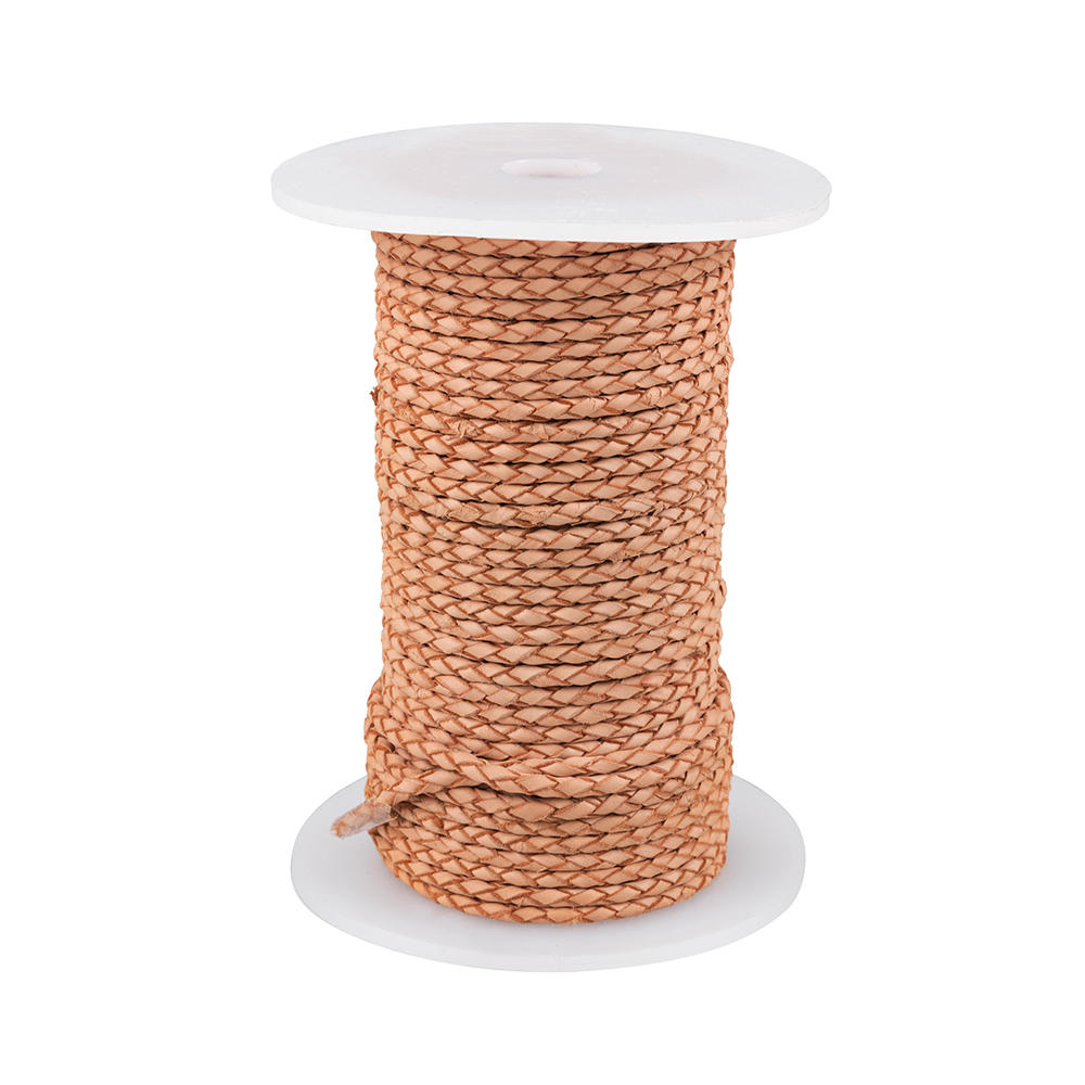 Ziegenleder-Flechtband, rund, Bolo, natur, 25 m