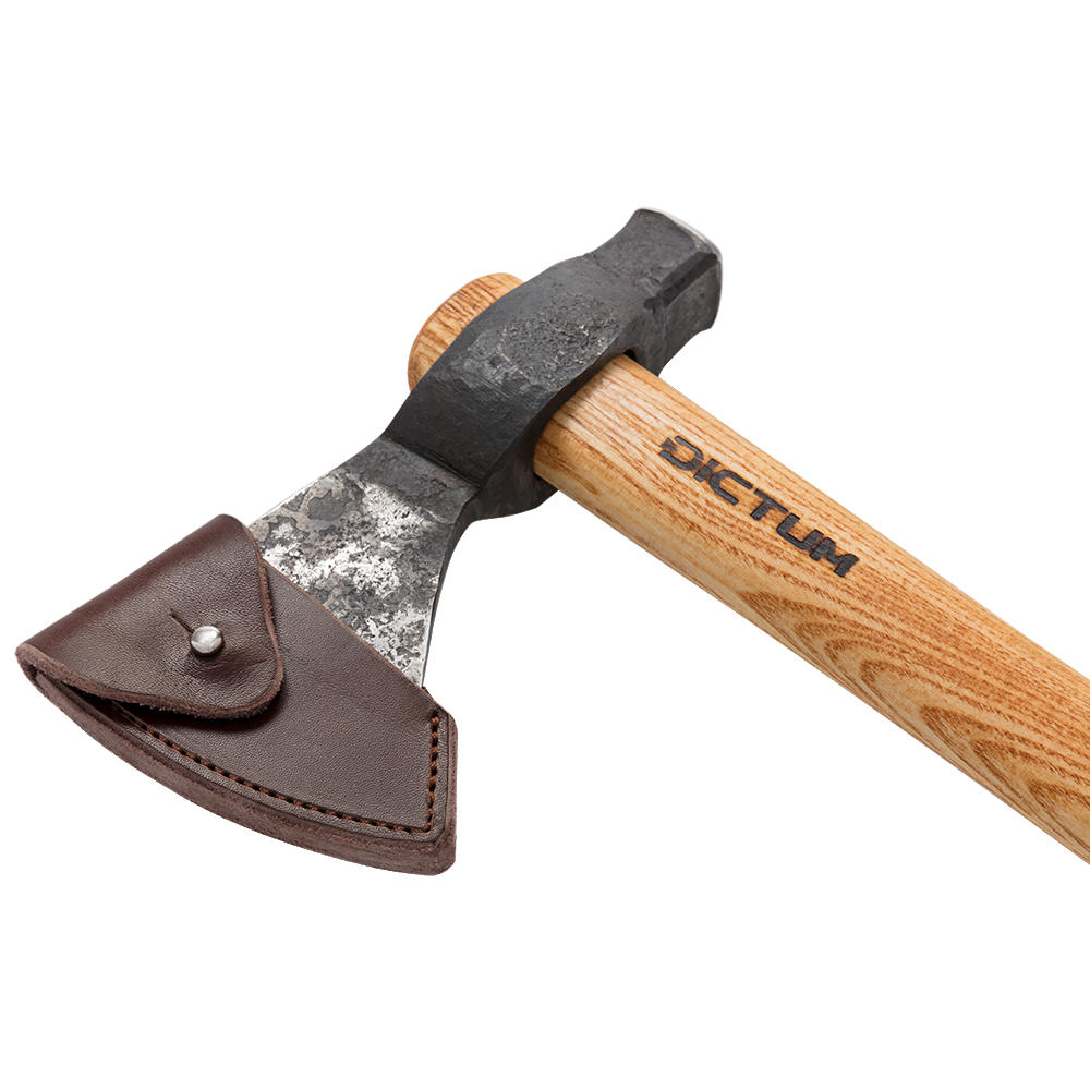 Étui en cuir pour haches de plein air DICTUM® avec tête de frappe, standard