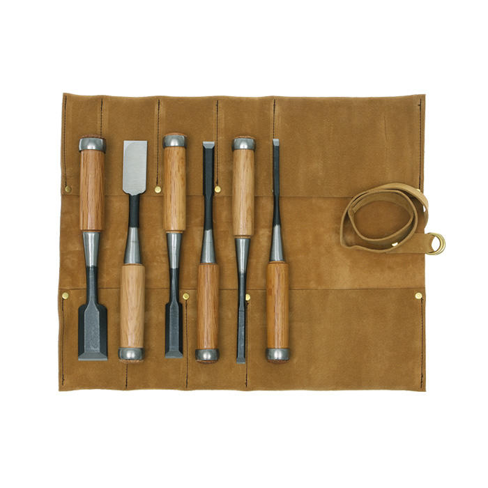 Tataki Nomi Chisels, 6-Piece Set  in a Leather Tool Roll