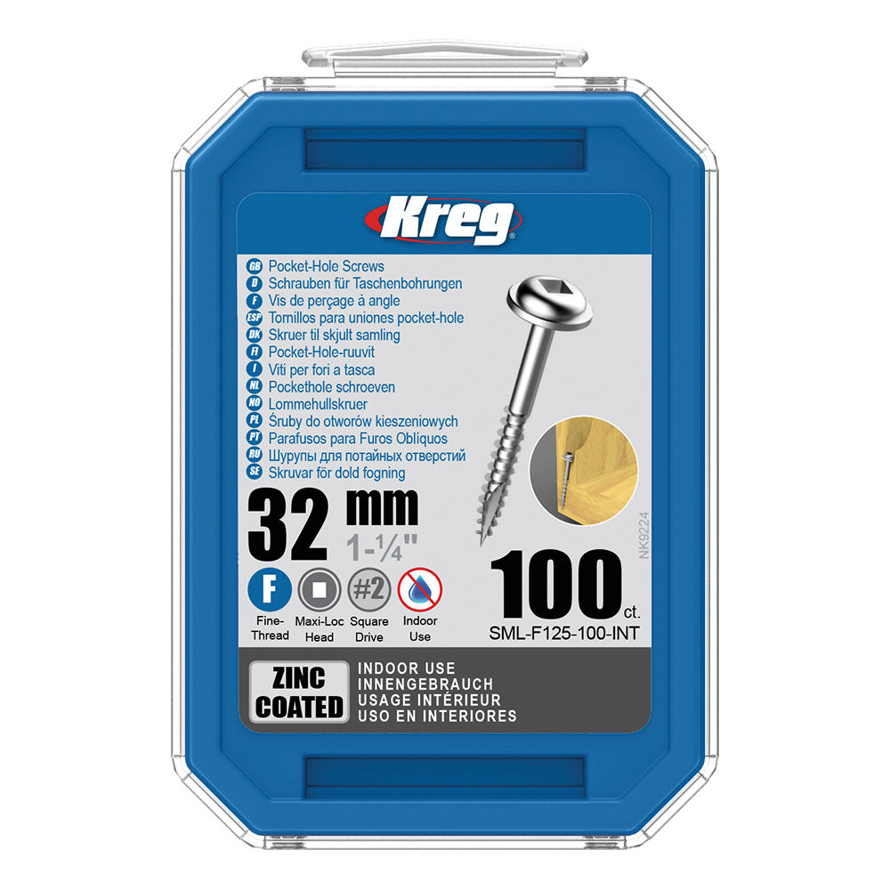 Kreg® Pocket-Hole Schrauben 32 mm, Verzinkt, Maxi-Loc, Feingewinde, 100 Stück