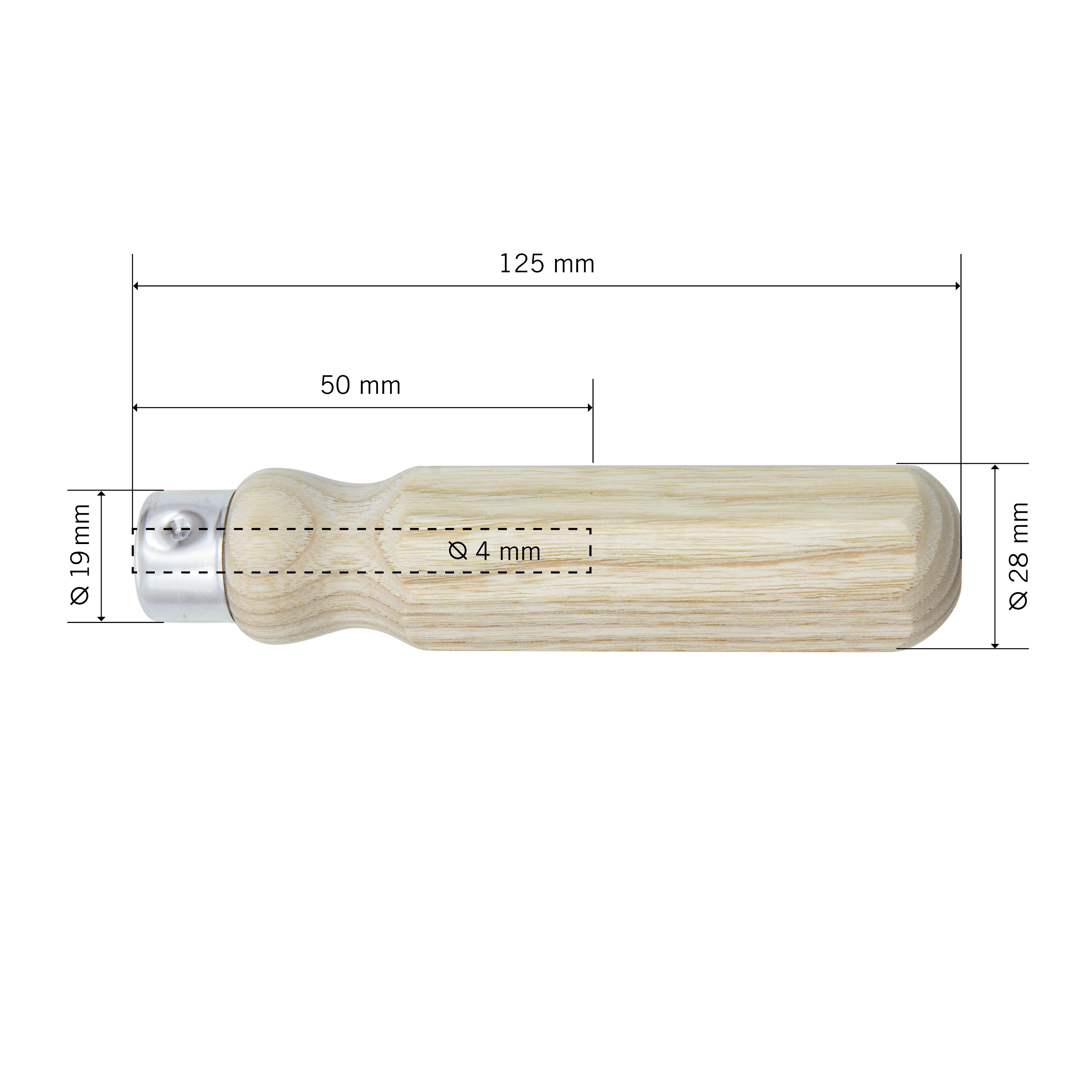 Universal Handle, Ash, Ferrule Diameter 19 mm