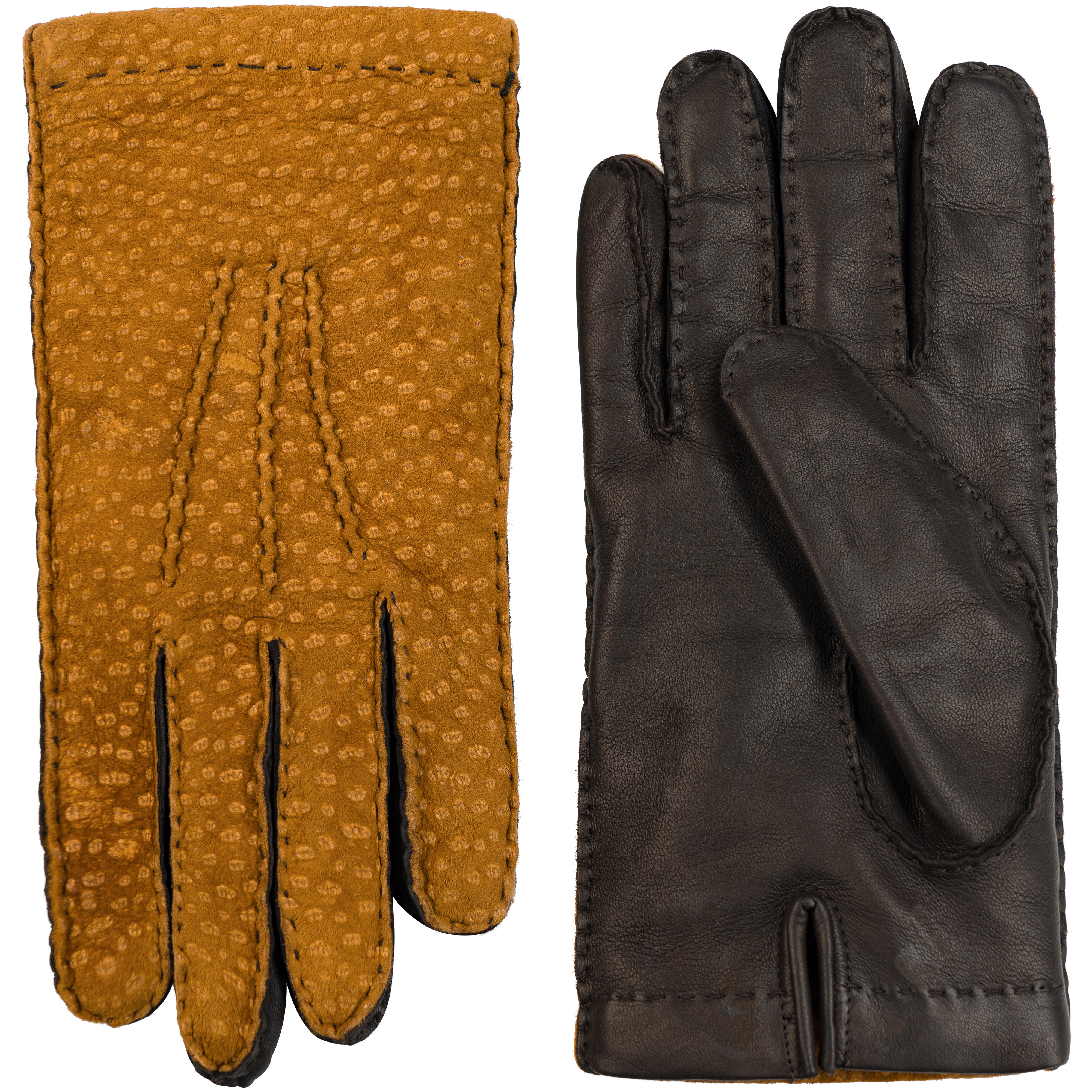 Guanti In Vera Pelle Di Agnello Morbida Per Moto E Uso Quotidiano: Modello Unisex Con Vestibilità Alle Nocche, Colore Marrone Chiaro, Taglia Media