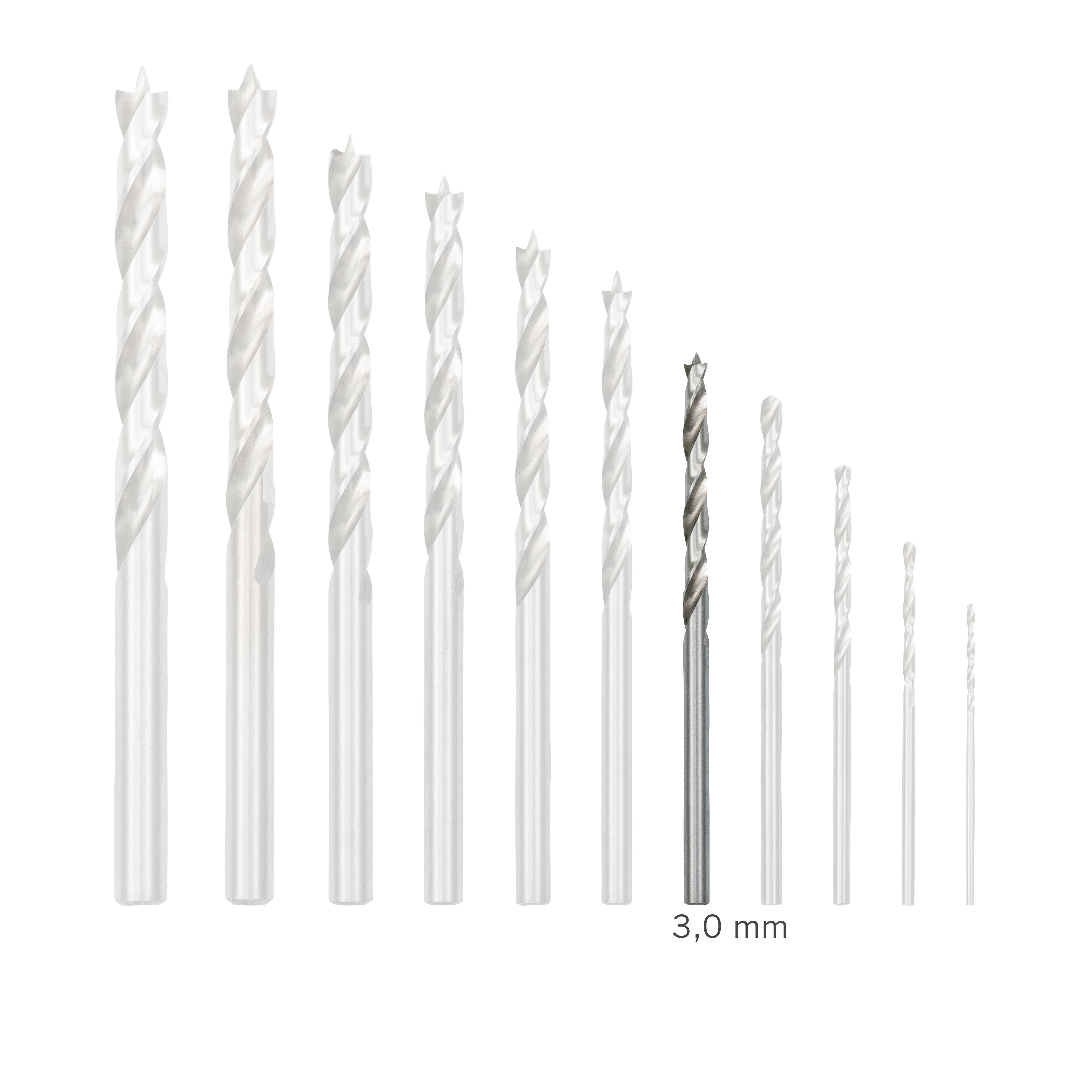 DICTUM® Foret à bois hélicoïdal en acier rapide G, Ø 3,0 mm, 2 pièces