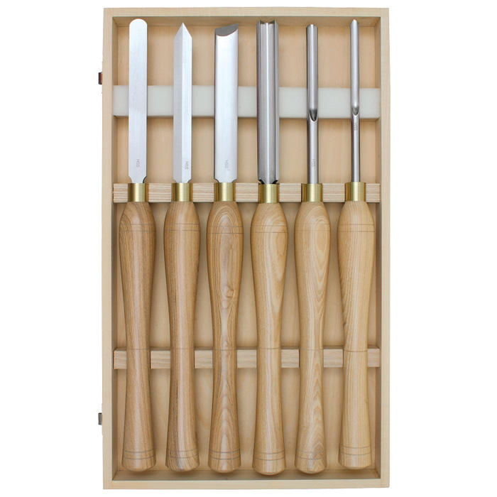 Jeu d'outils grands de tournage sur bois en acier rapide Hattori®, 6 pièces