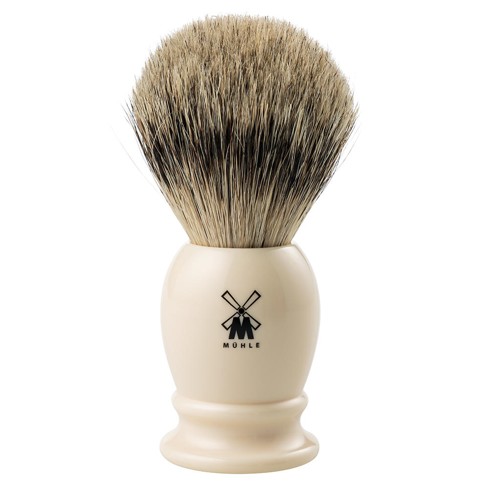 Pennello da barba Mühle »Classic«, setole di tasso Silvertip, colore avorio